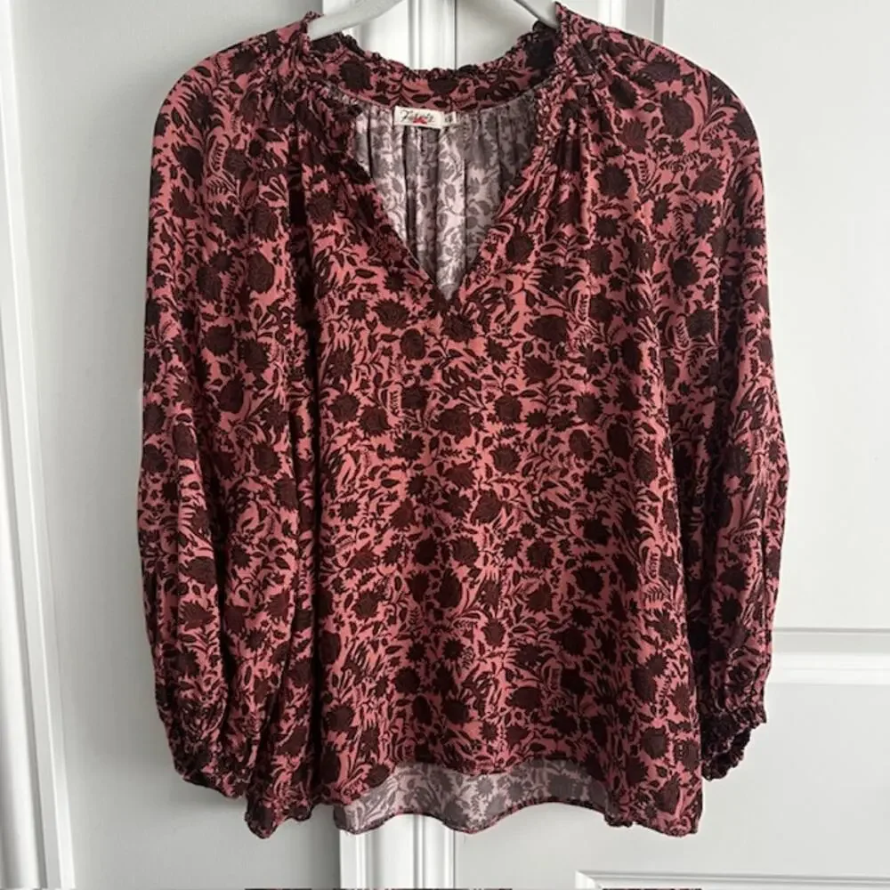 Faherty Portia Blouse 100% Viscose Small Montserrat Floral - Picture 3 of 10
